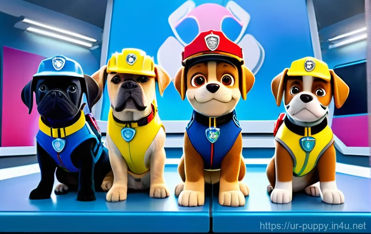 퍼피구조대 캐릭터별 성격 차별화 - **Prompt: Ryder Leading the Paw Patrol Team**
A vibrant, high-angle shot capturing Ryder, a conf...