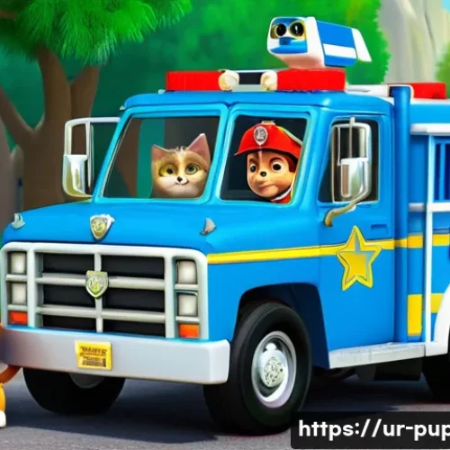 Home 28 퍼피구조대의 작품 분석 - **Prompt:** A vibrant, high-energy scene depicting Ryder and the Paw Patrol pups (Chase, Marshall, S...